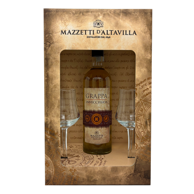 Grappa Barricata Mazzetti d'altavilla Cl.70 2 bicchieri bottega-lombardosrl