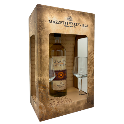 Grappa Barricata Mazzetti d'altavilla Cl.70 2 bicchieri bottega-lombardosrl